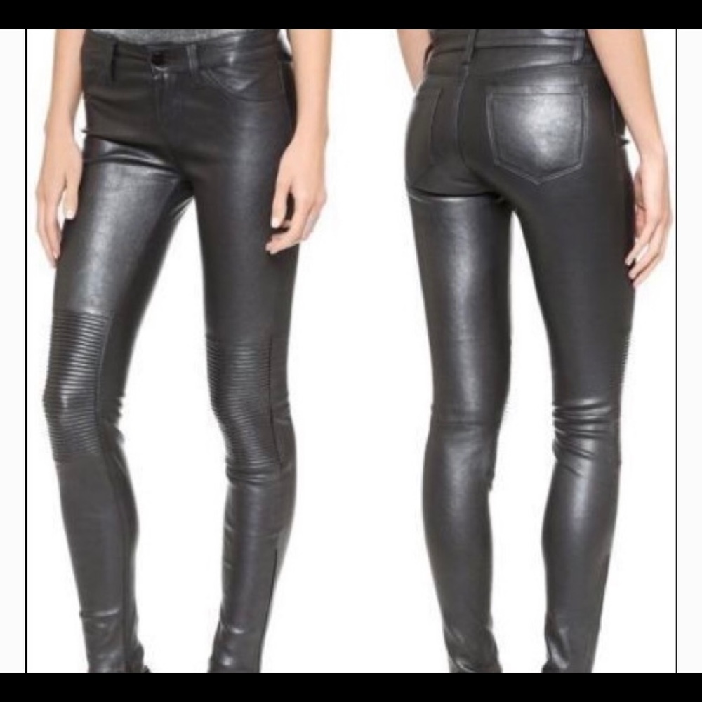 J brand lamb leather black Moto pants